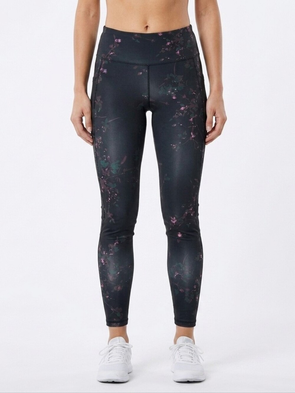 Sweaty Betty Zero Gravity 7/8 Leggings Size S Black Floral Print Workout Yoga
